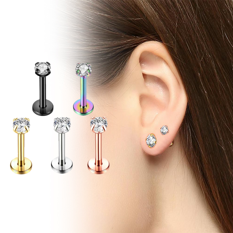 16G Titanium Internally Thread - Body Jewelry Cartilage Earrings のレビューと価格