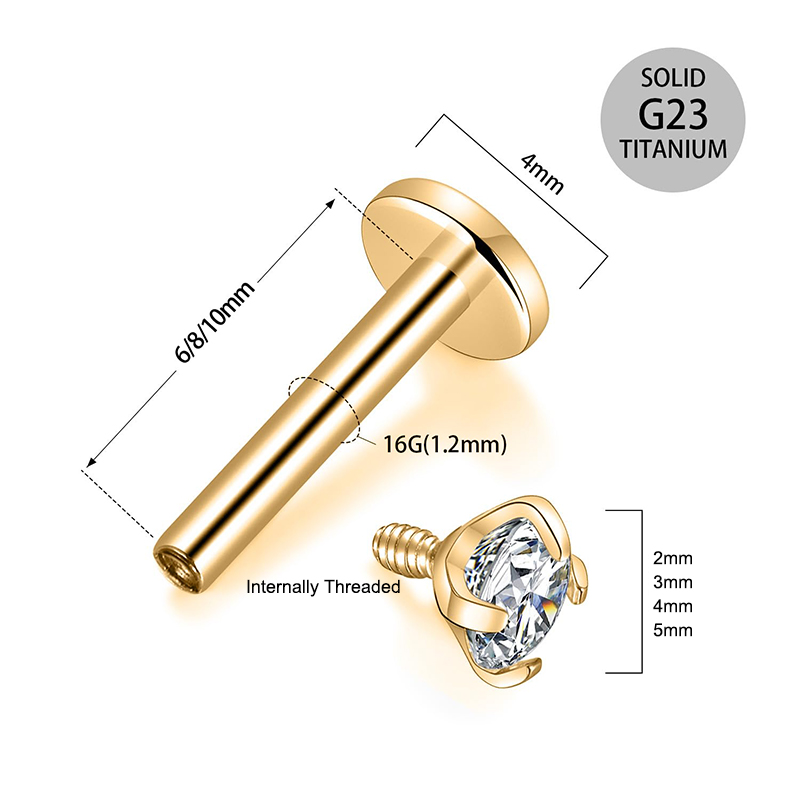 16G Titanium Internally Thread - Body Jewelry Cartilage Earrings のレビューと価格