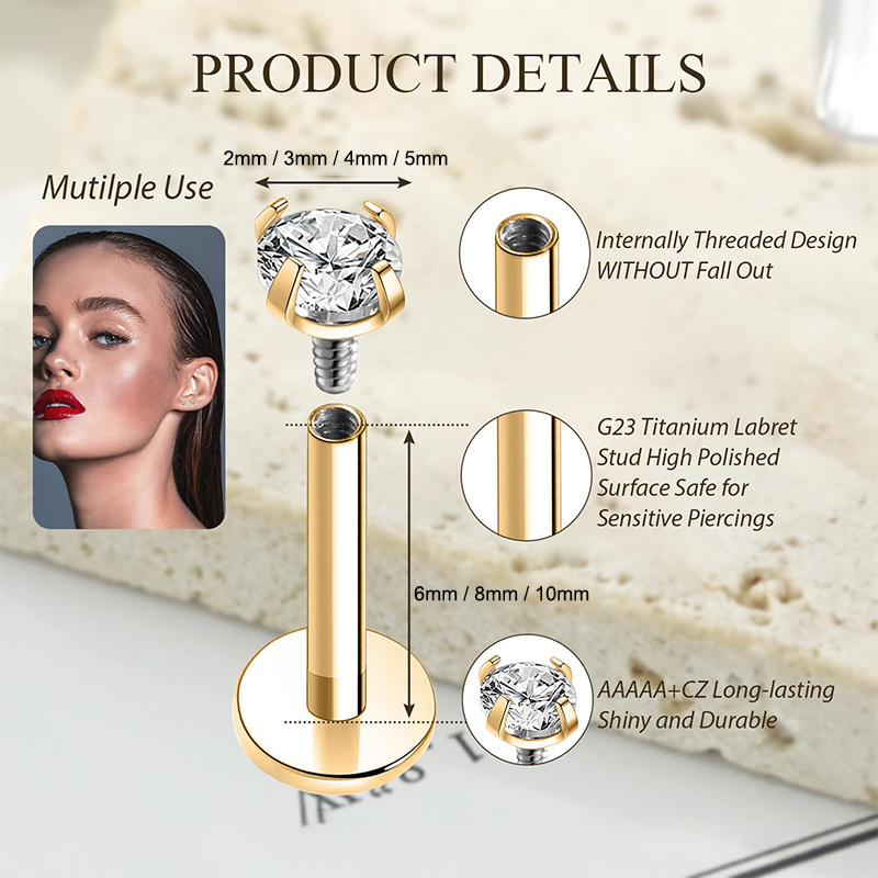 16G Titanium Internally Thread - Body Jewelry Cartilage Earrings のレビューと価格