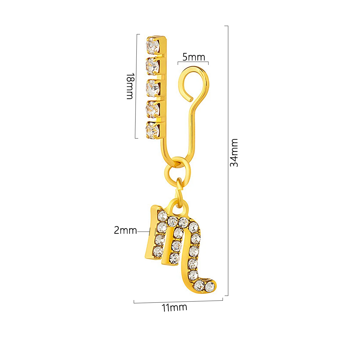 2 Pack Ear Clips Metal Zircon  - Body Jewelry Cartilage Earrings のレビューと価格
