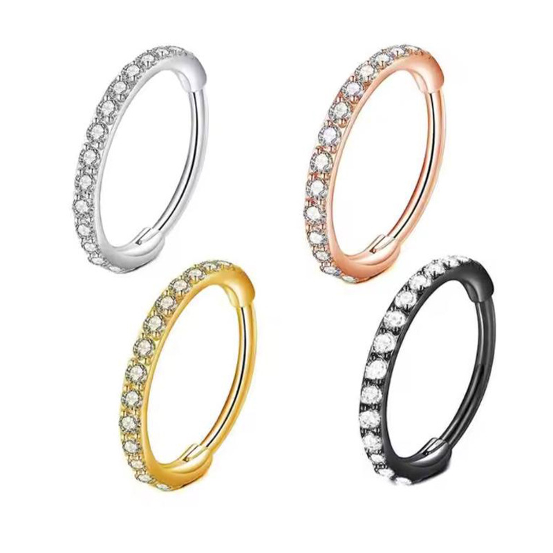 16G Clear CZ Nose Ring Hoop 31 - Body Jewelry Cartilage Earrings のレビューと価格