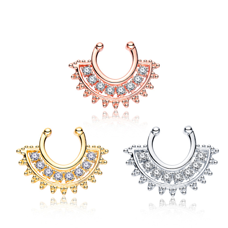 1PCS U-type Fake Septum Clicke - Body Jewelry Metal Types のレビューと価格