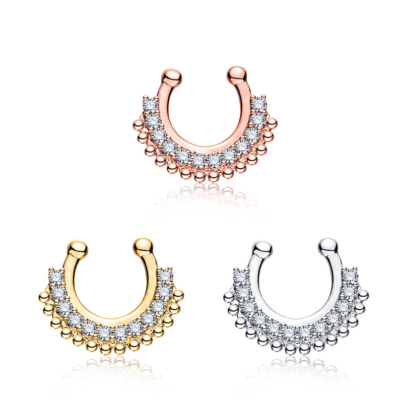 1PCS U-type Fake Septum Clicke - Body Jewelry Metal Types のレビューと価格