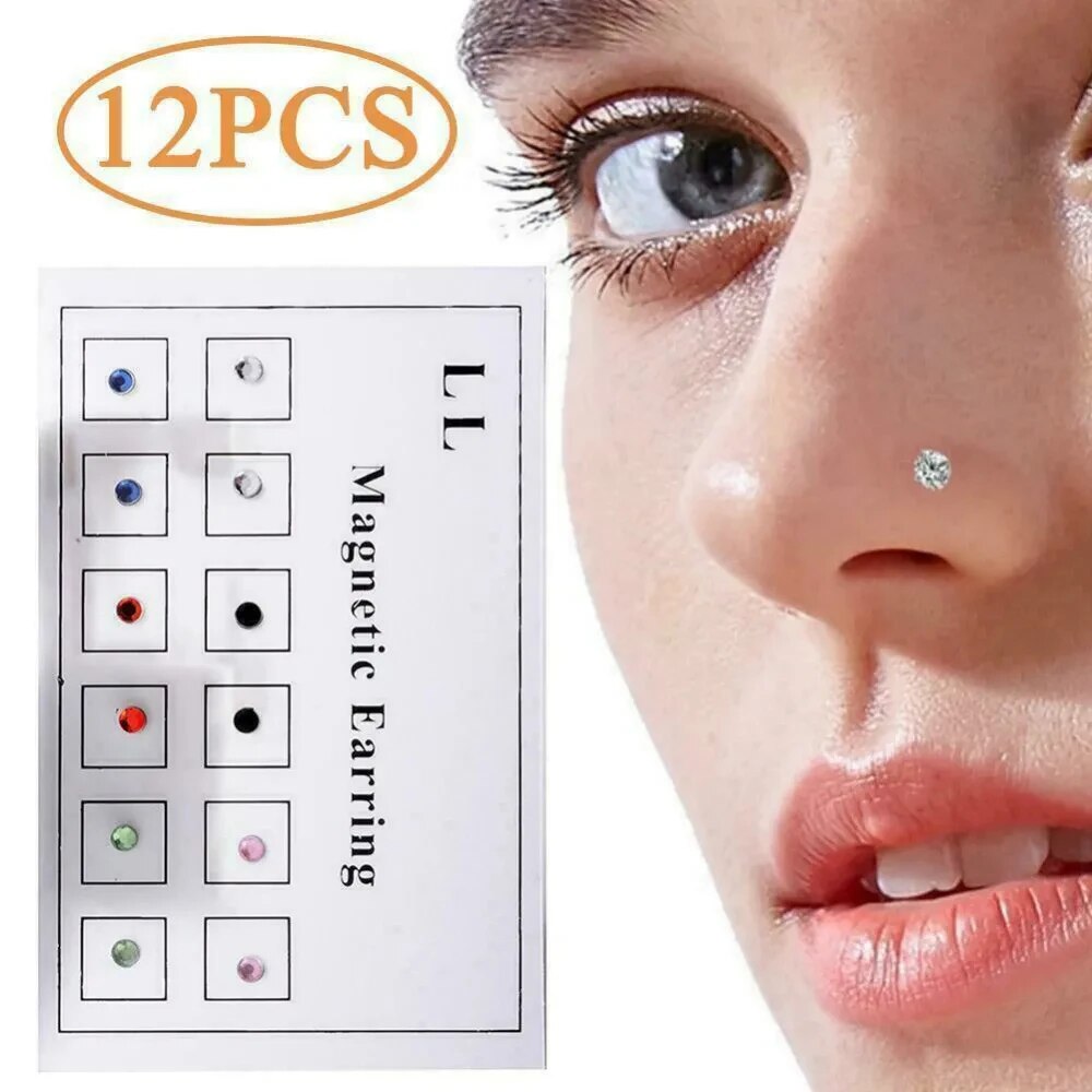 12PCS/Card Fake Cheater Non Pi - Body Jewelry Cartilage Earrings のレビューと価格