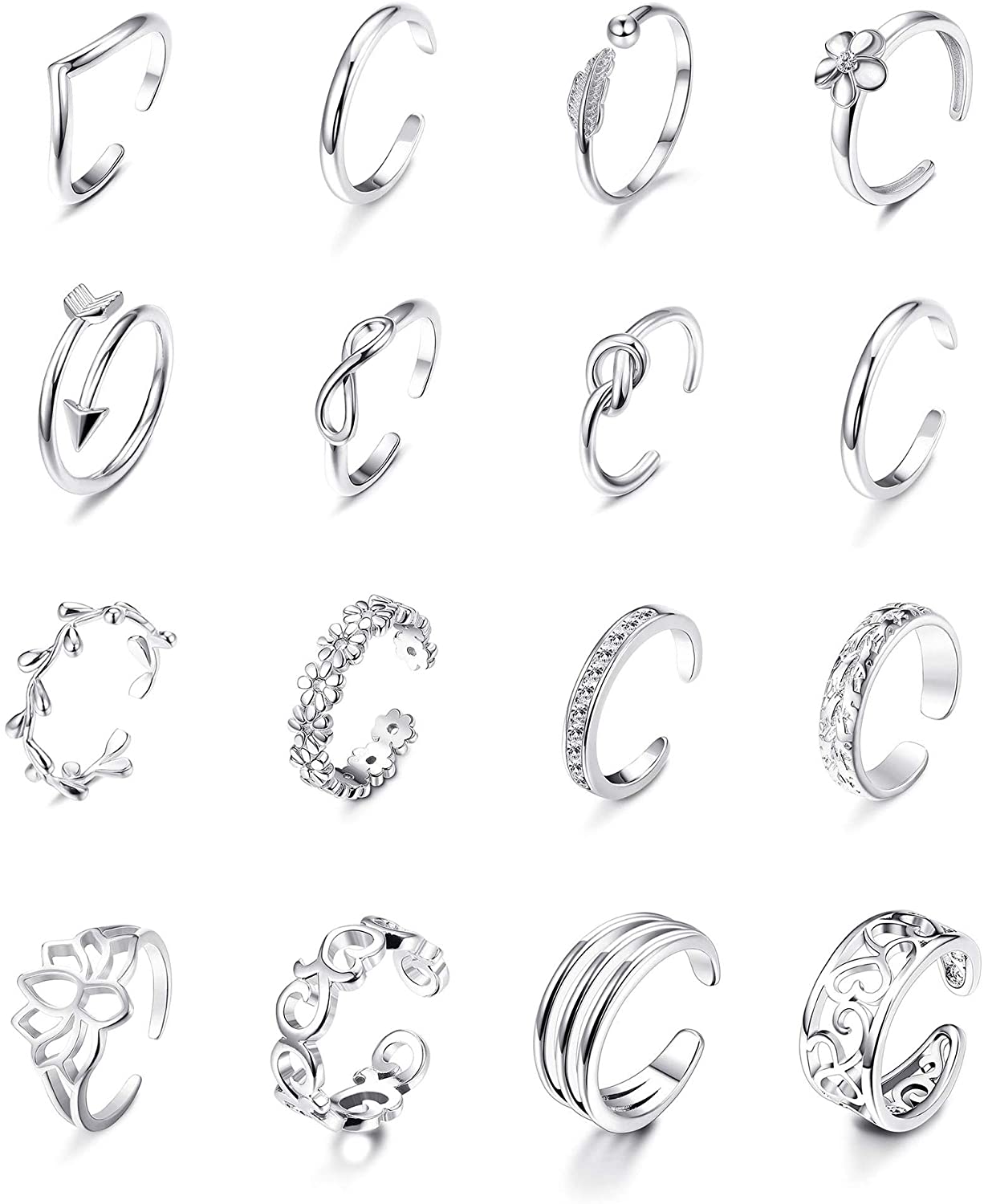 16Pcs Adjustable Toe Rings for - Body Jewelry Metal Types のレビューと価格