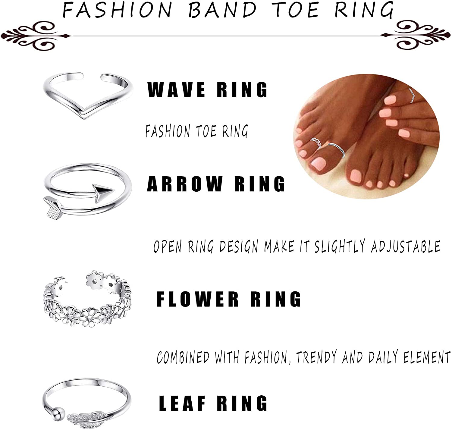 16Pcs Adjustable Toe Rings for - Body Jewelry Metal Types のレビューと価格