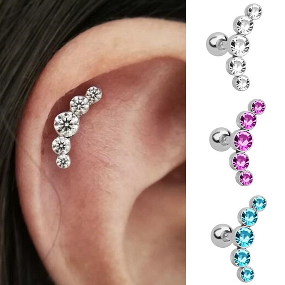 1Pcs Fashion 16G Crystal Gem O - Body Jewelry Cartilage Earrings のレビューと価格