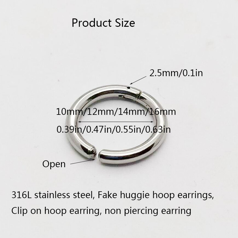 2/6Pcs Fake Huggie Hoop Earrin - Body Jewelry Cartilage Earrings のレビューと価格