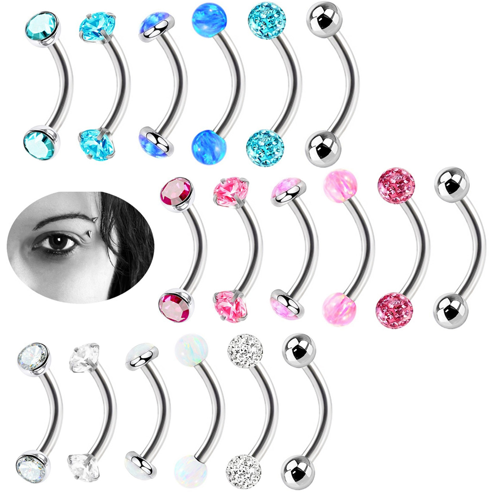 6pc 16g Mixed Type Opal Crysta - Body Jewelry Metal Types のレビューと価格