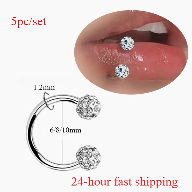 5pc Stainless Steel Rhinestone - Body Jewelry Metal Types のレビューと価格