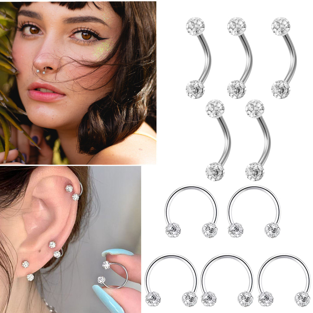 5pc Stainless Steel Rhinestone - Body Jewelry Metal Types のレビューと価格