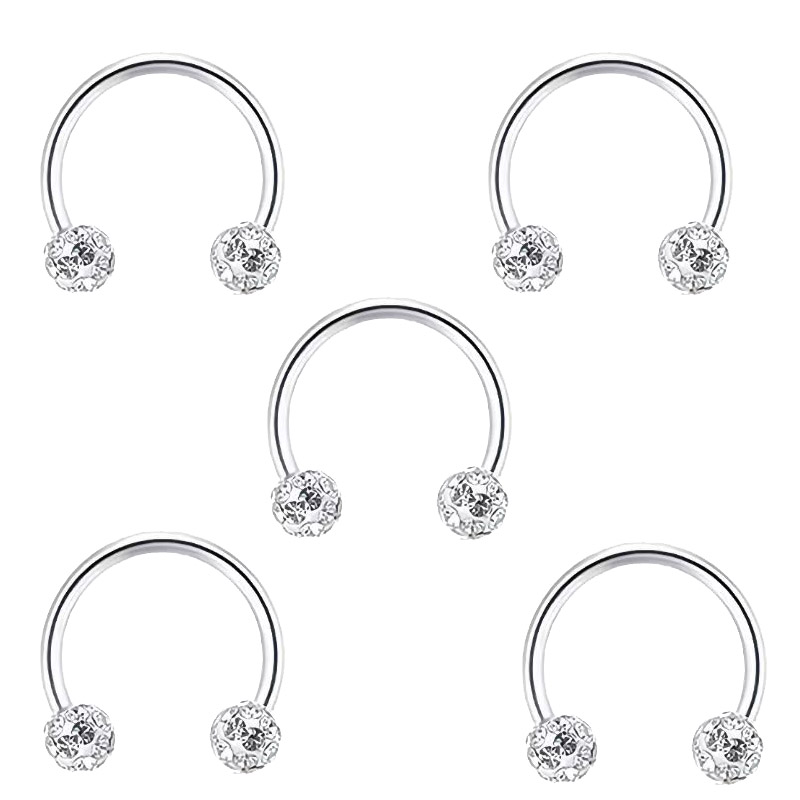 5pc Stainless Steel Rhinestone - Body Jewelry Metal Types のレビューと価格