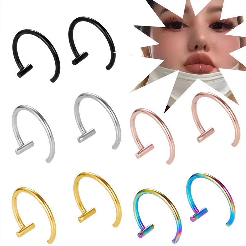 18G Surgical Steel Lip Ring Ha - Body Jewelry Cartilage Earrings のレビューと価格