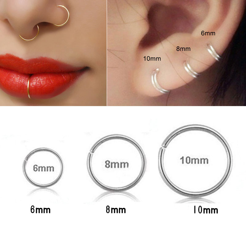 925 silver nose ring lip ring  - Body Jewelry Cartilage Earrings のレビューと価格