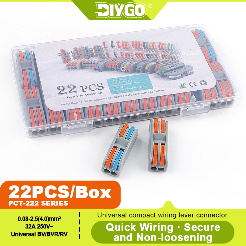DIY GO 22PCS Lever Wire Connec - Threadless Push Pin のレビューと価格
