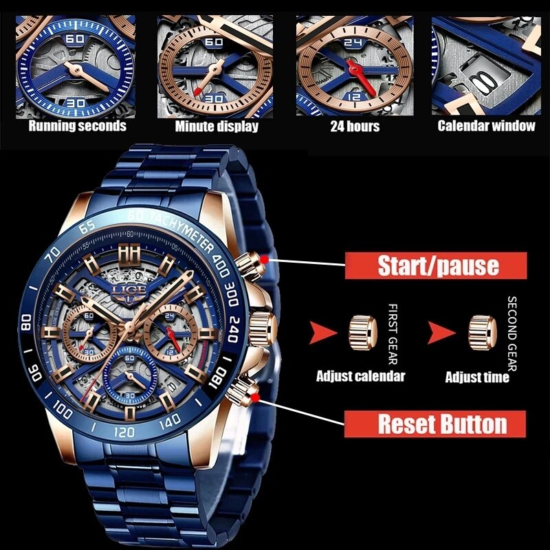 LIGE 2024 New Men Watch Top Br - Threadless Push Pin のレビューと価格
