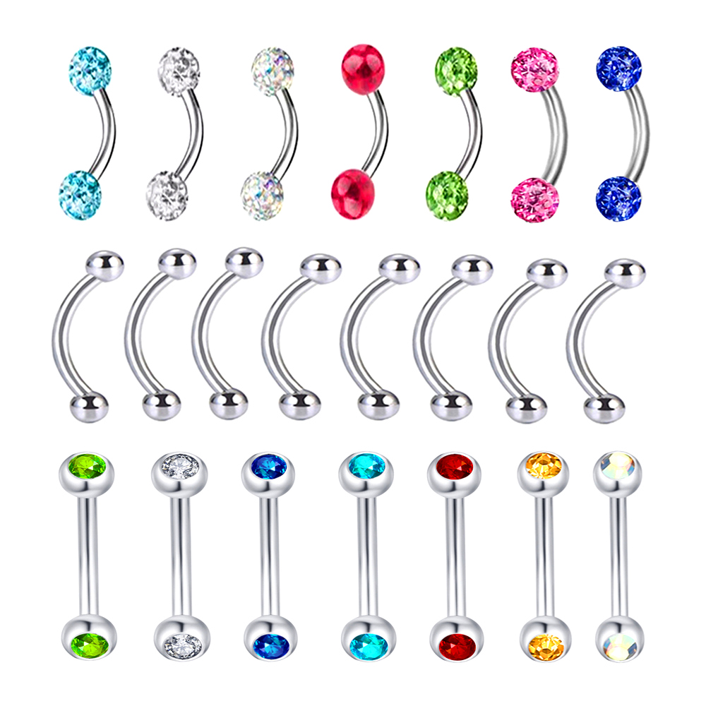 6X Mixed Type 3mm Crystal Eyeb - Body Jewelry Metal Types のレビューと価格
