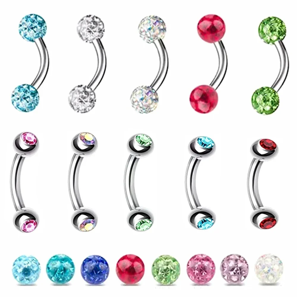 6X Mixed Type 3mm Crystal Eyeb - Body Jewelry Metal Types のレビューと価格