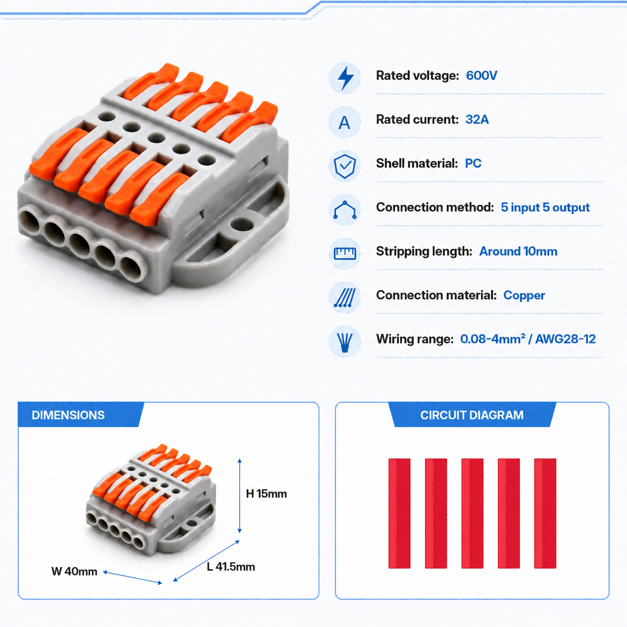 Wire Connectors 2-30 Pins Fast - Threadless Push Pin のレビューと価格