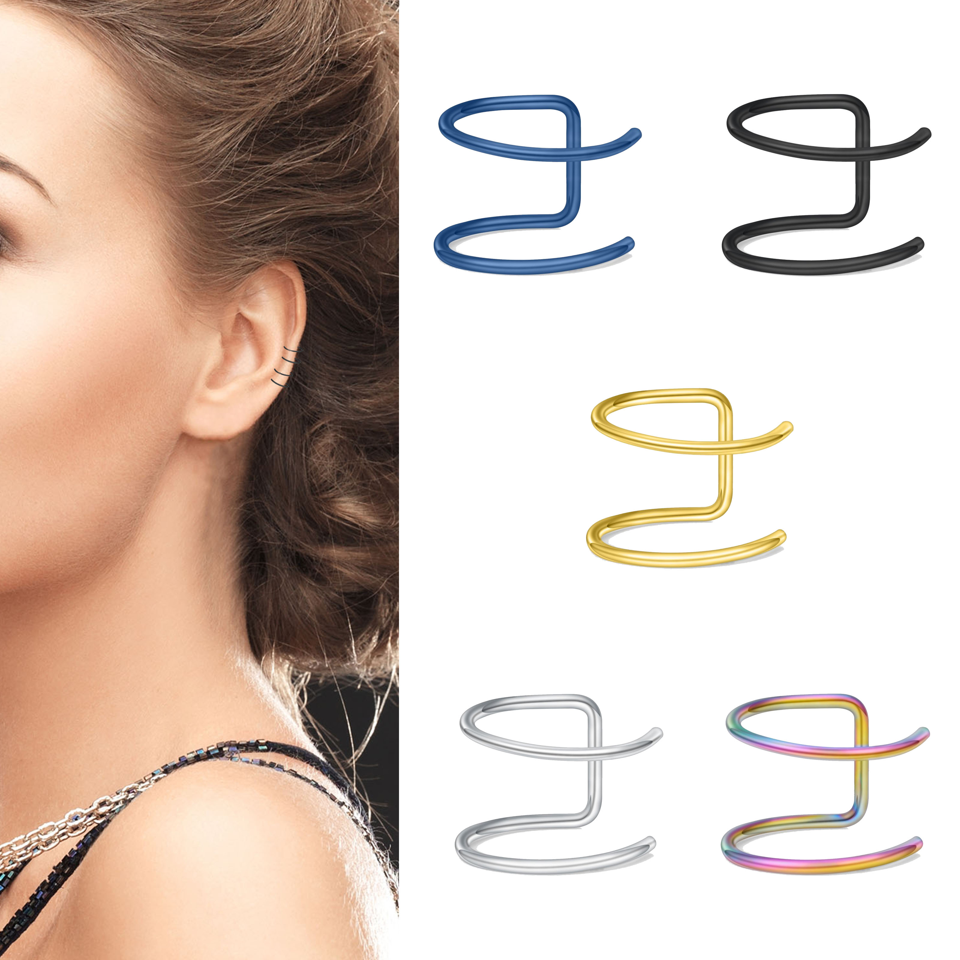 2pcs New No-Piercing Ear Cuffs - Body Jewelry Cartilage Earrings のレビューと価格