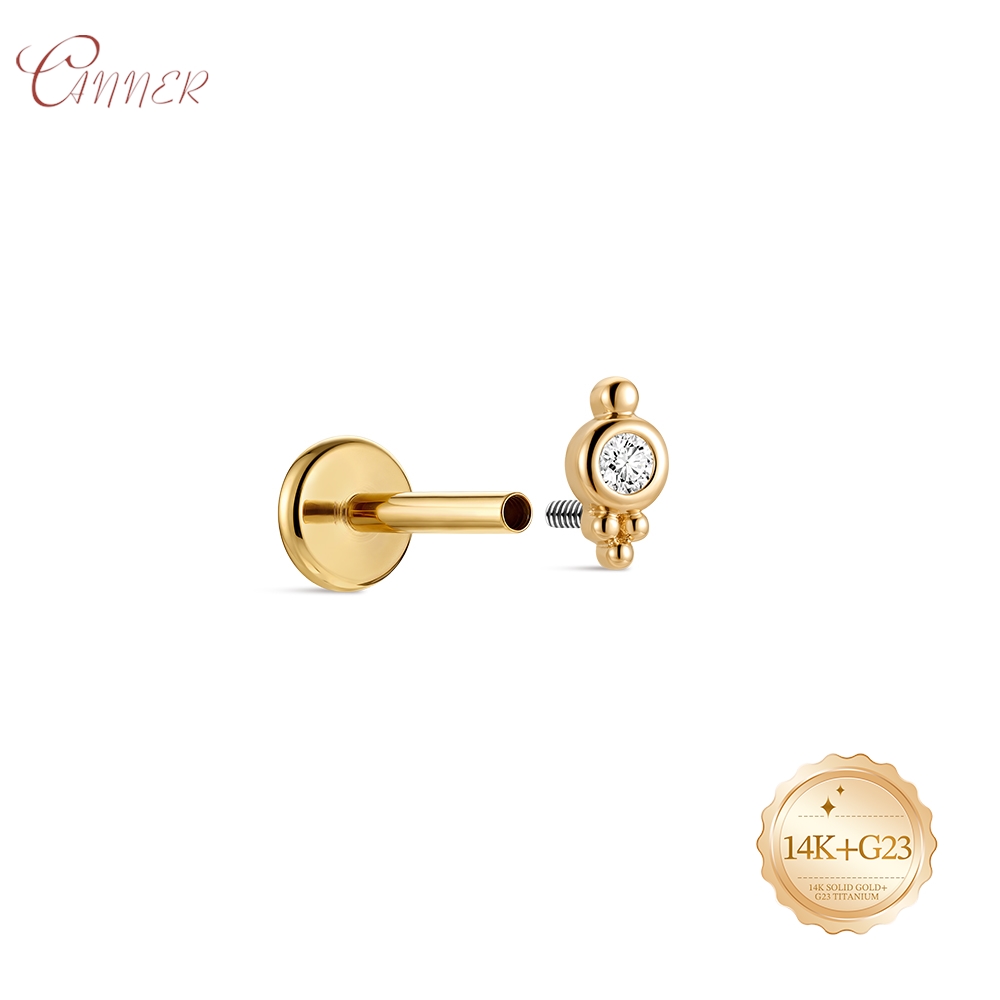 CANNER 14K Solid Gold internal - Body Jewelry Cartilage Earrings のレビューと価格